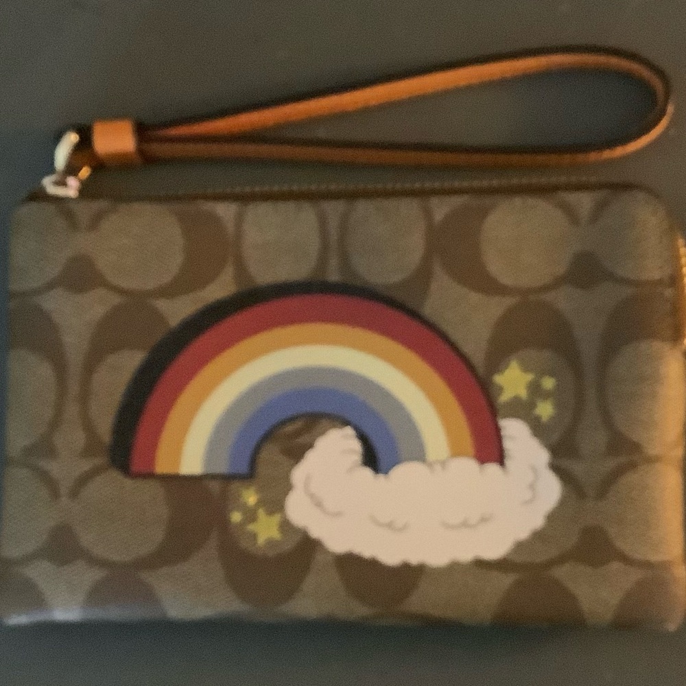 Coach Signature Logo and Rainbow Limited Edition Wristlet